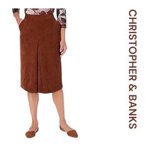 CHRISTOPHER & BANKS Inverted Box Pleat Corduroy Midi Skirt, Size 6P.